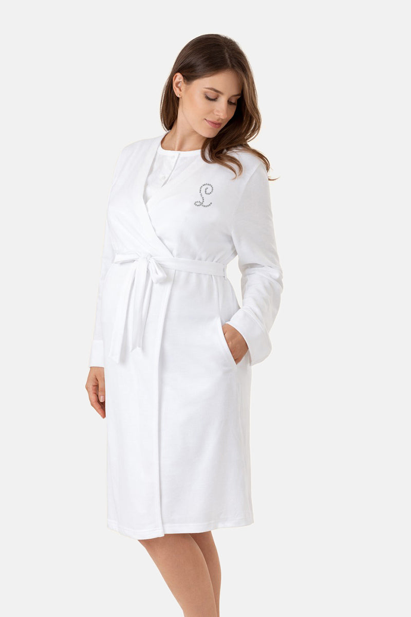 Vestaglia da notte in cotone a manica lunga con Strass