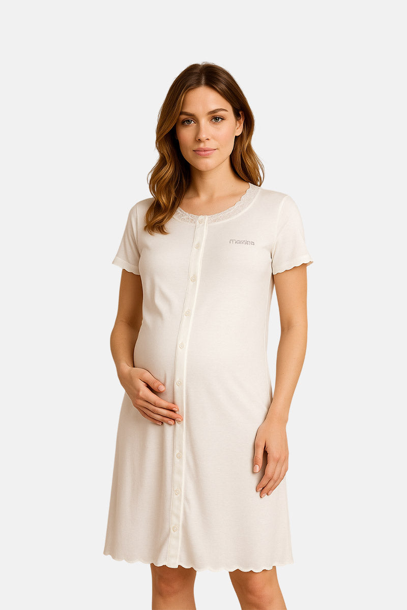 Camicia da notte aperta davanti mezza manica