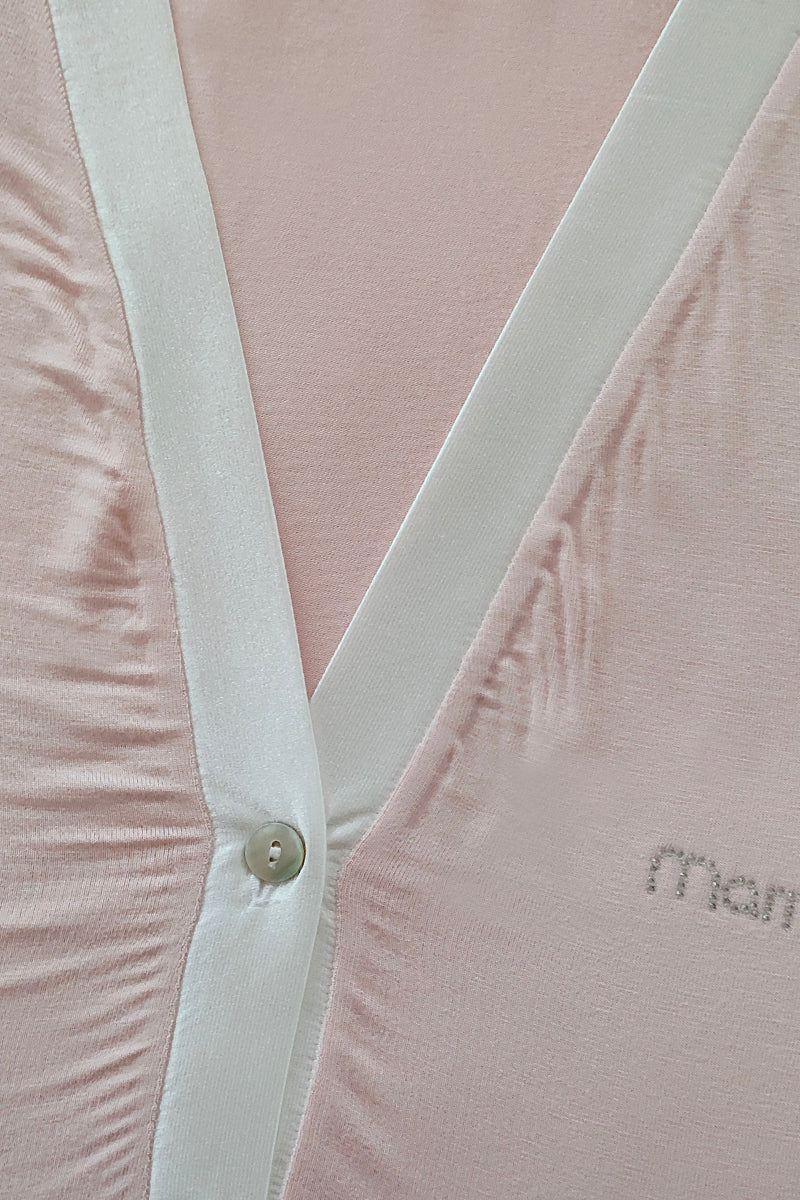 Camicia da notte manica lunga premaman modello serafino con profili in raso