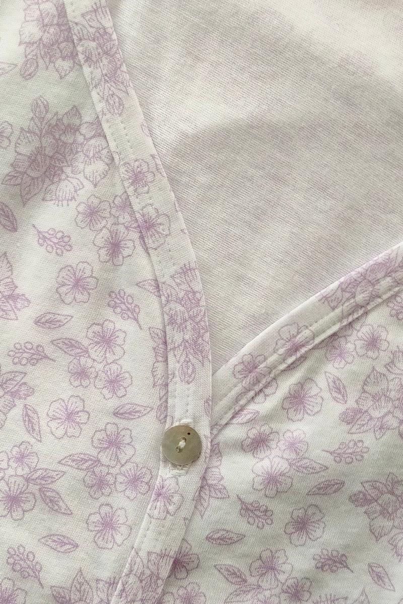 Camicia da notte mezza manica aperta davanti fantasia floreale con pizzo