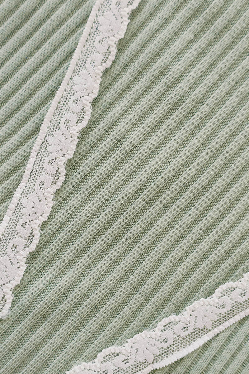 Camicia da notte mezza manica con taglio incrociato scollo a V e pizzo