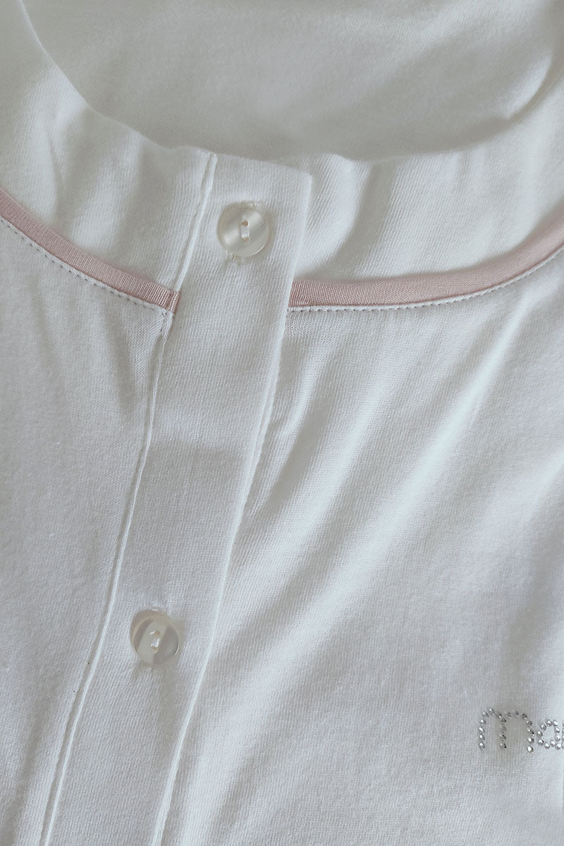 Camicia da notte clinica aperta davanti mezza manica
