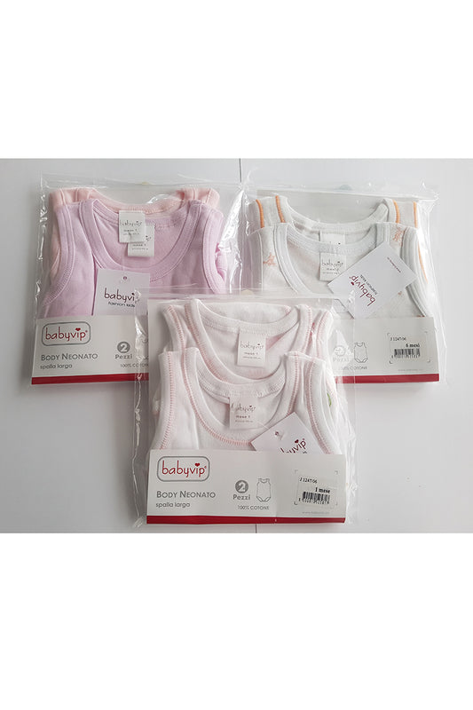 Set 6 Body neonato Babyvip spalla larga 100% cotone colori assortiti