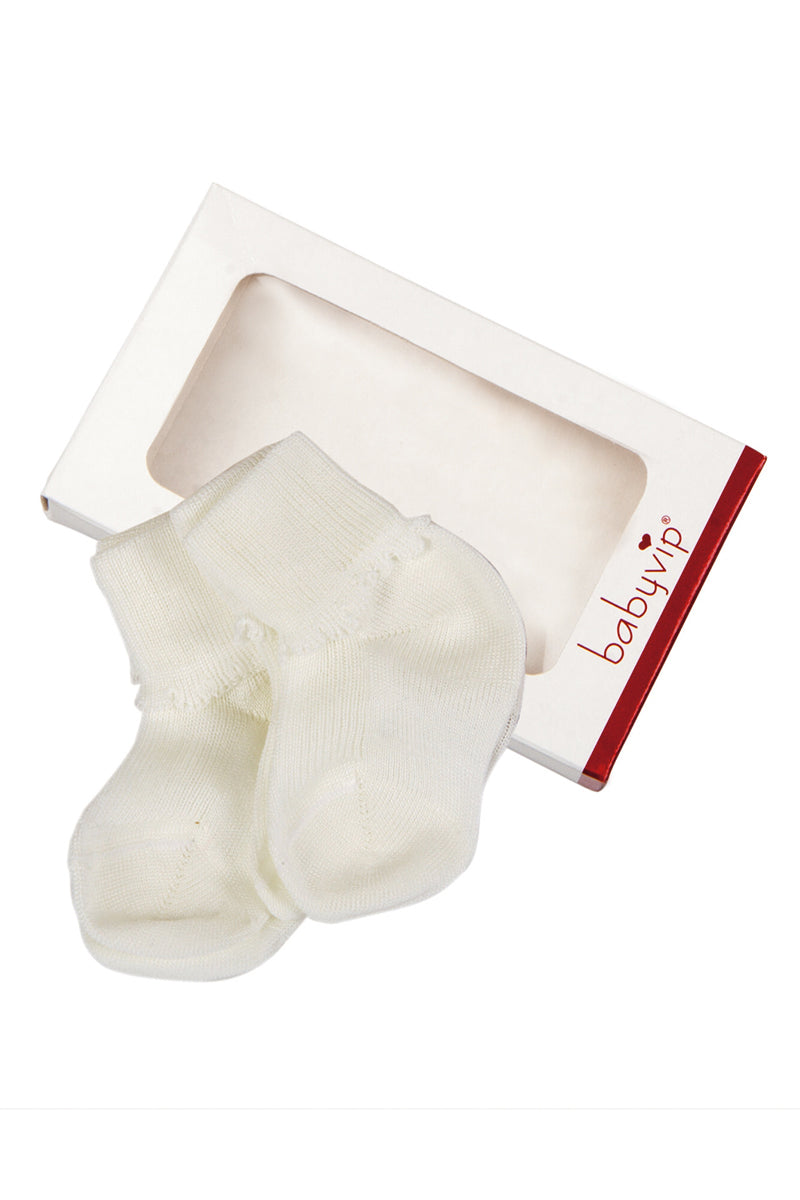 2 paia primo calzino neonata con risvolto in cotone caldo