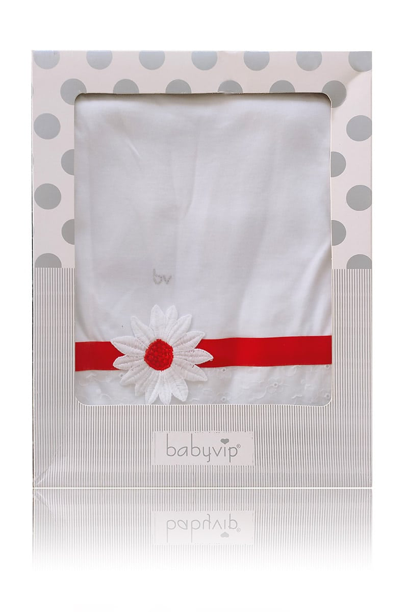 Copertina in cotone con ricamo margherita