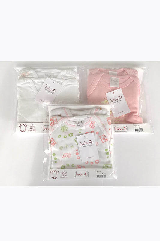 Set 6 Body neonato Babyvip mezza manica 100% cotone colori assortiti