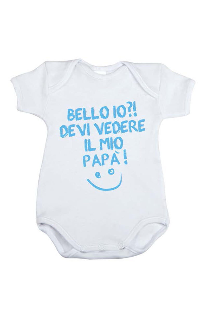 Body mezza manica in cotone con stampa "bella io?! devi vedere la mia mamma"