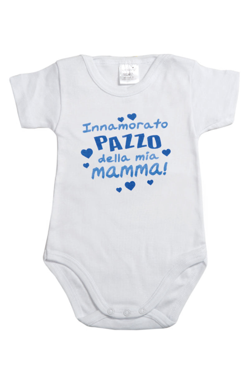 Body mezza manica in cotone con stampa "Innamorato pazzo della mia mamma!"