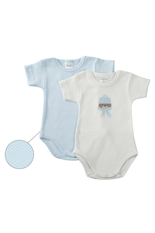 Lotto 2 pezzi body mezza manica con stampa in cotone caldo