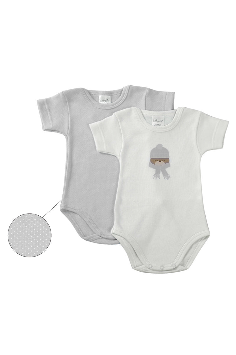 Lotto 2 pezzi body mezza manica con stampa in cotone caldo