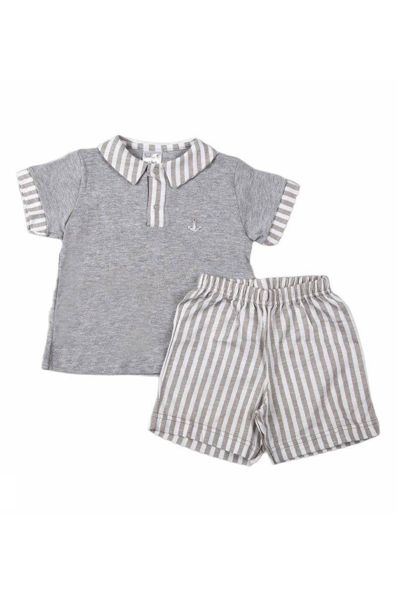 Pigiama bimbo mezza manica in cotone con ricamo