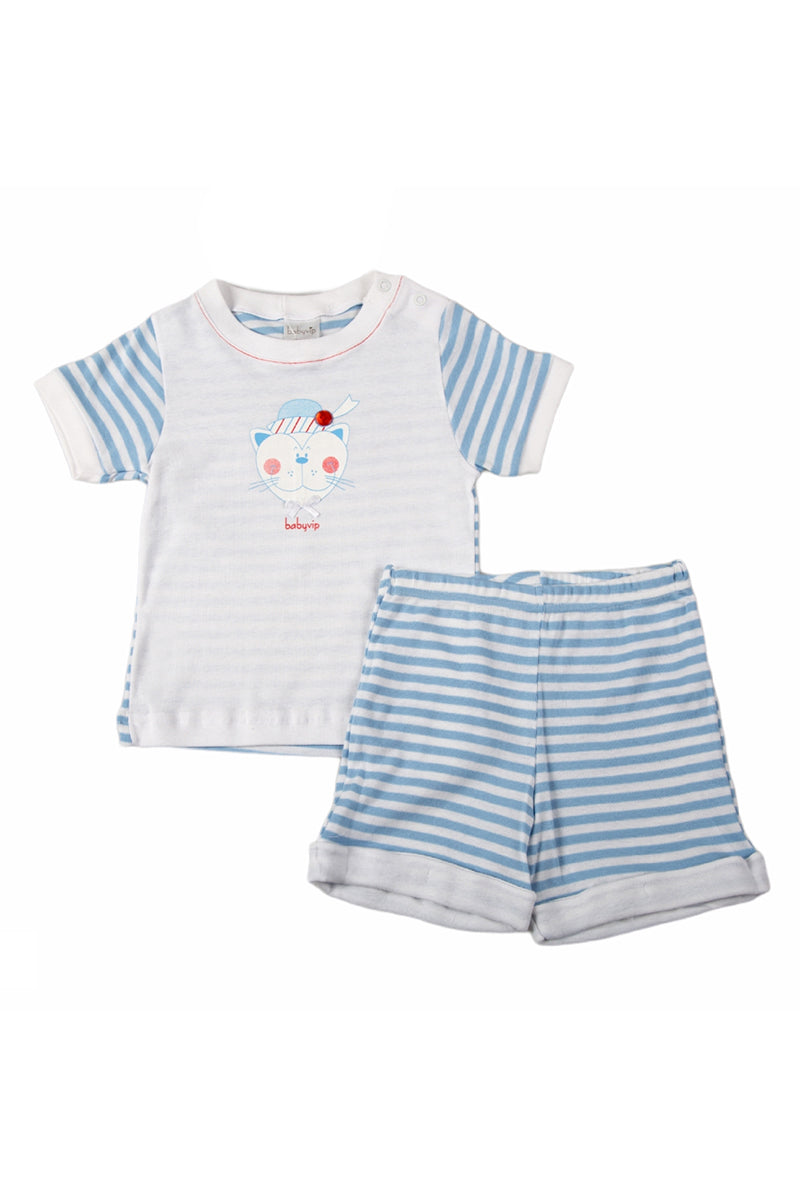 Pigiama bimbo mezza manica in cotone con stampa e applicazioni