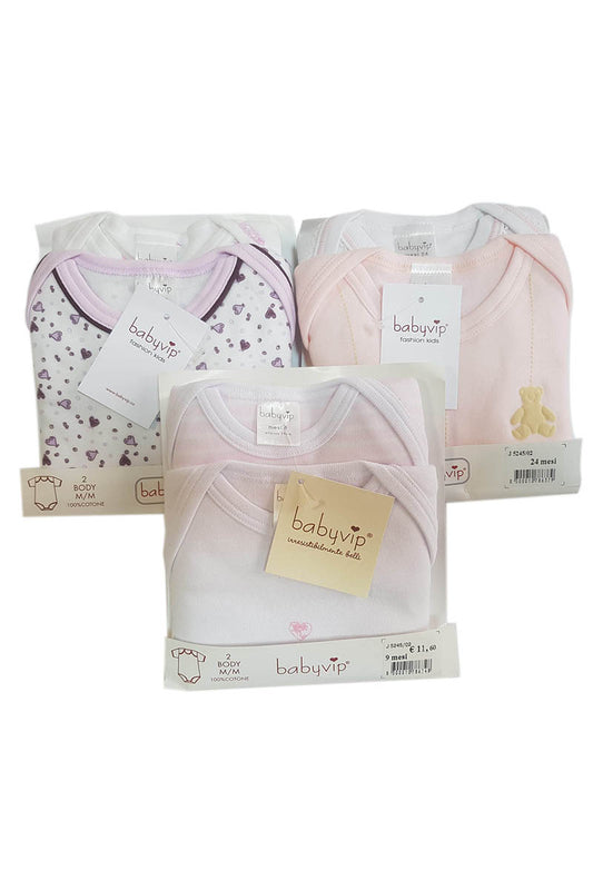 Set 6 Body neonato Babyvip mezza manica cotone caldo colori assortiti