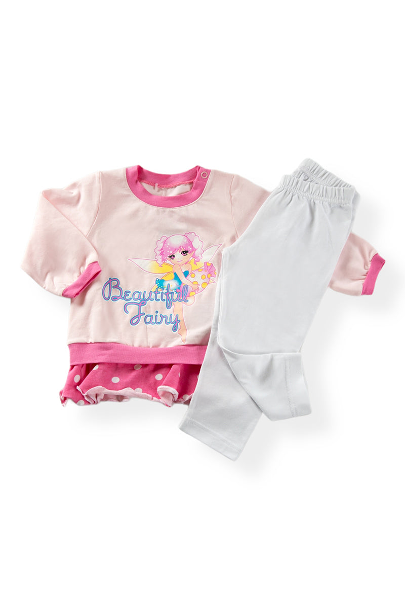 Pigiama bimba manica lunga in cotone con stampa