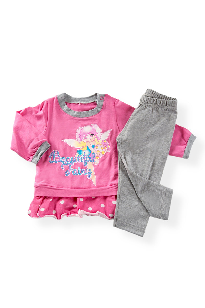 Pigiama bimba manica lunga in cotone con stampa