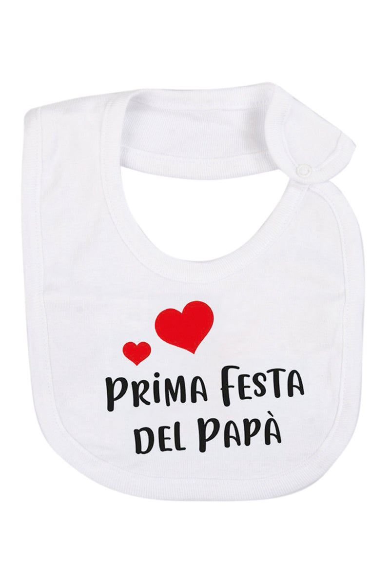 Bavetta in cotone con stampa "Prima festa del papà"