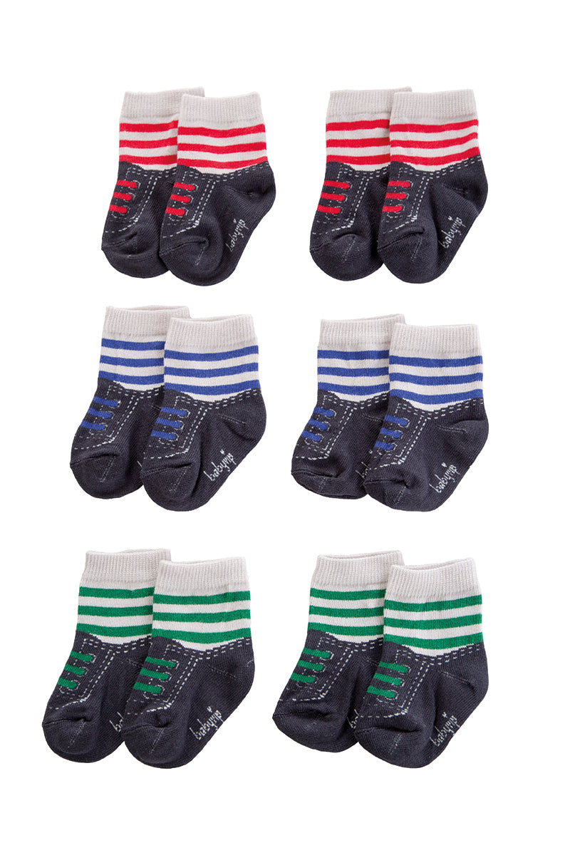 Set 6 calzini neonato a forma di scarpetta