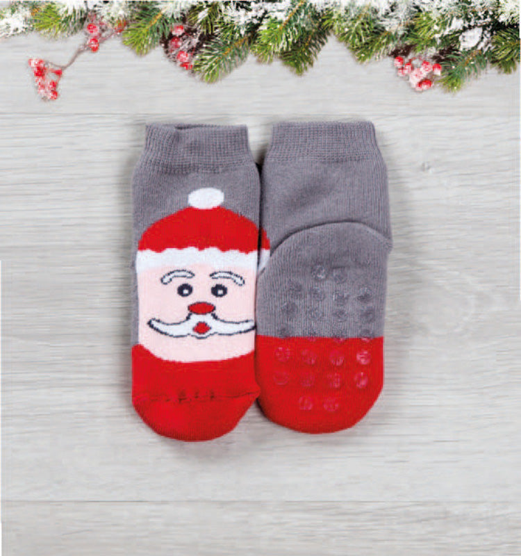 Calzino in spugna con applicazione antiscivolo fantasia natale