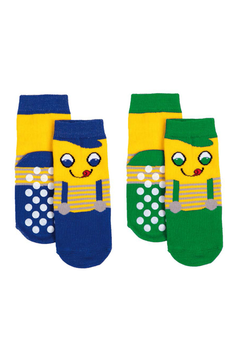 2 paia calzino in cotone con applicazione antiscivolo