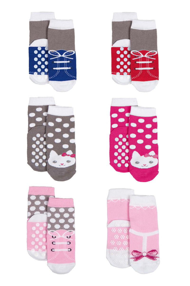 Set 6 calzini in cotone con applicazione antiscivolo