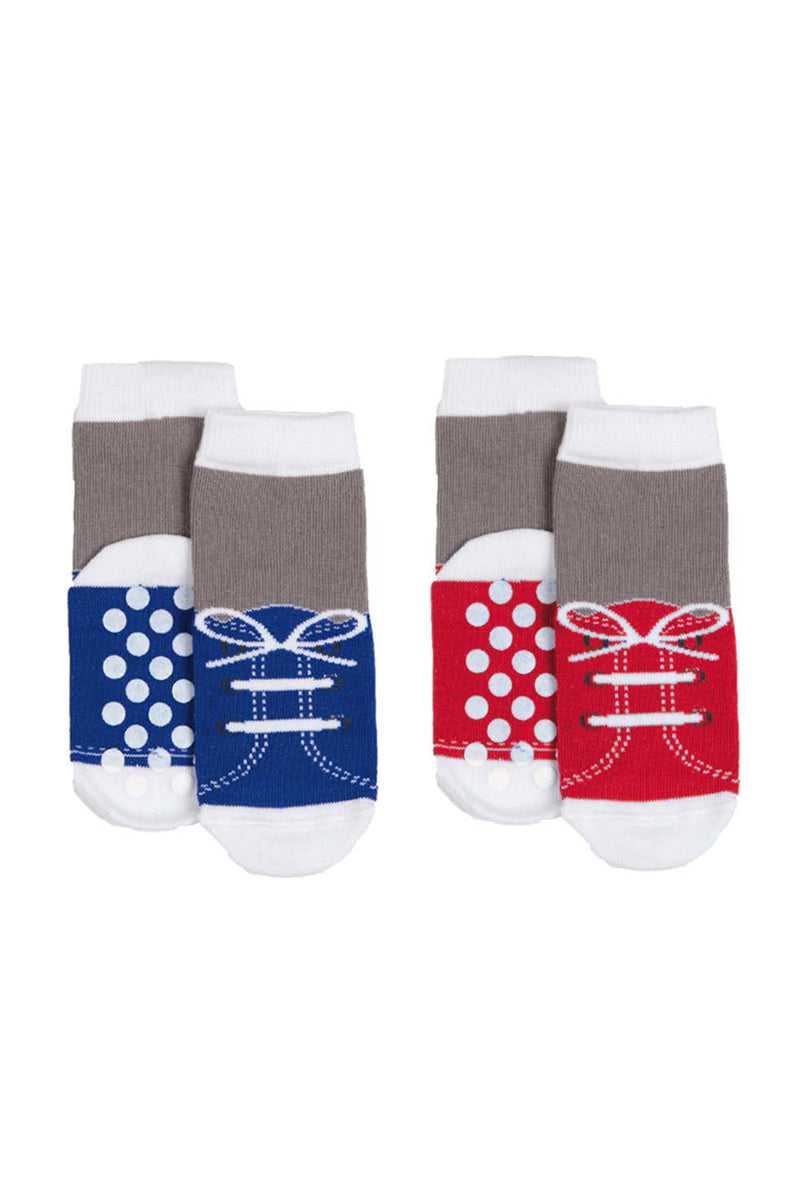 2 paia calzino in cotone con applicazione antiscivolo