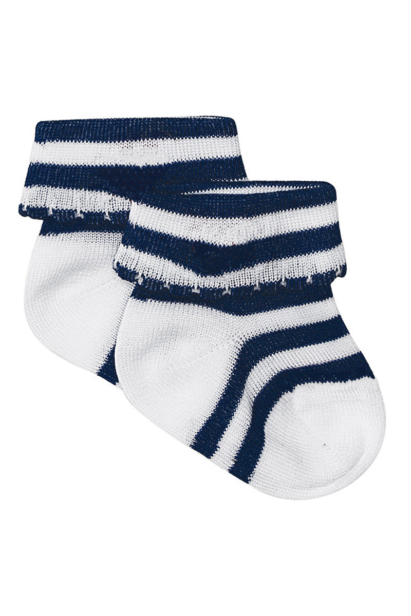 Calzino corto rigato con risvolto