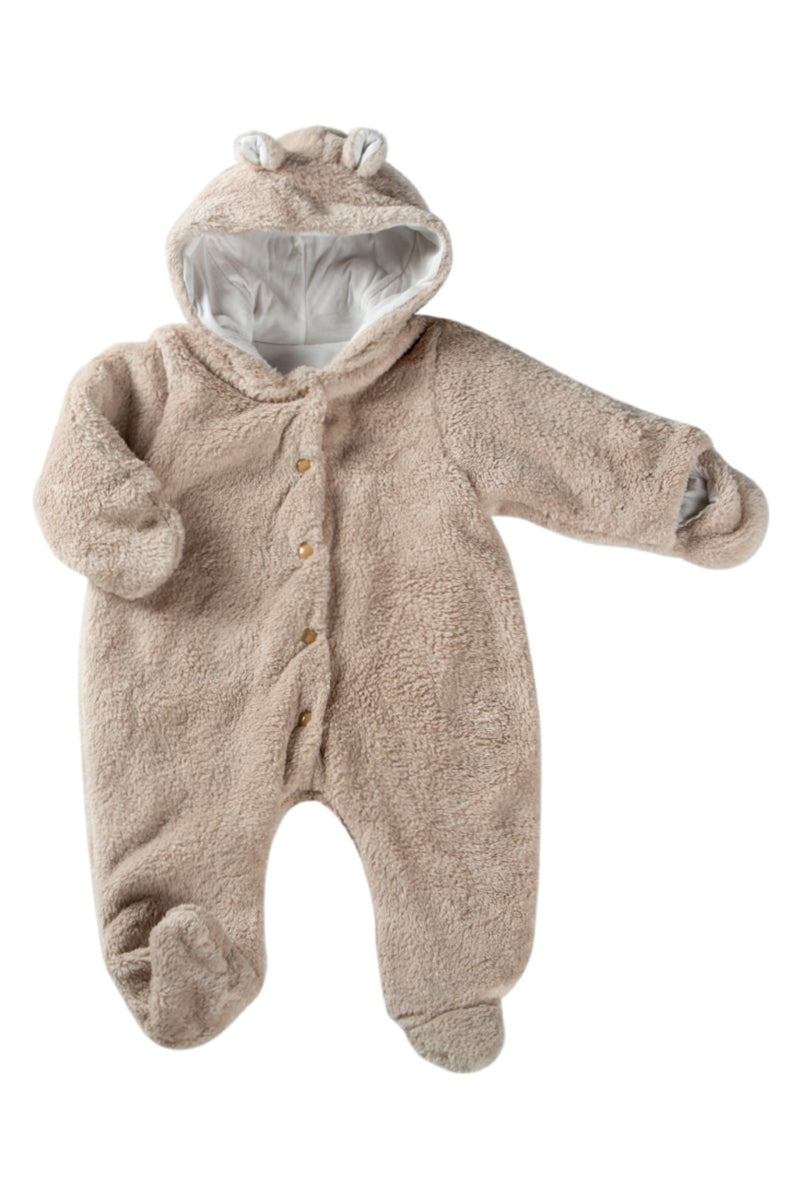 Tutone in flannel fleece con cappuccio e orecchie