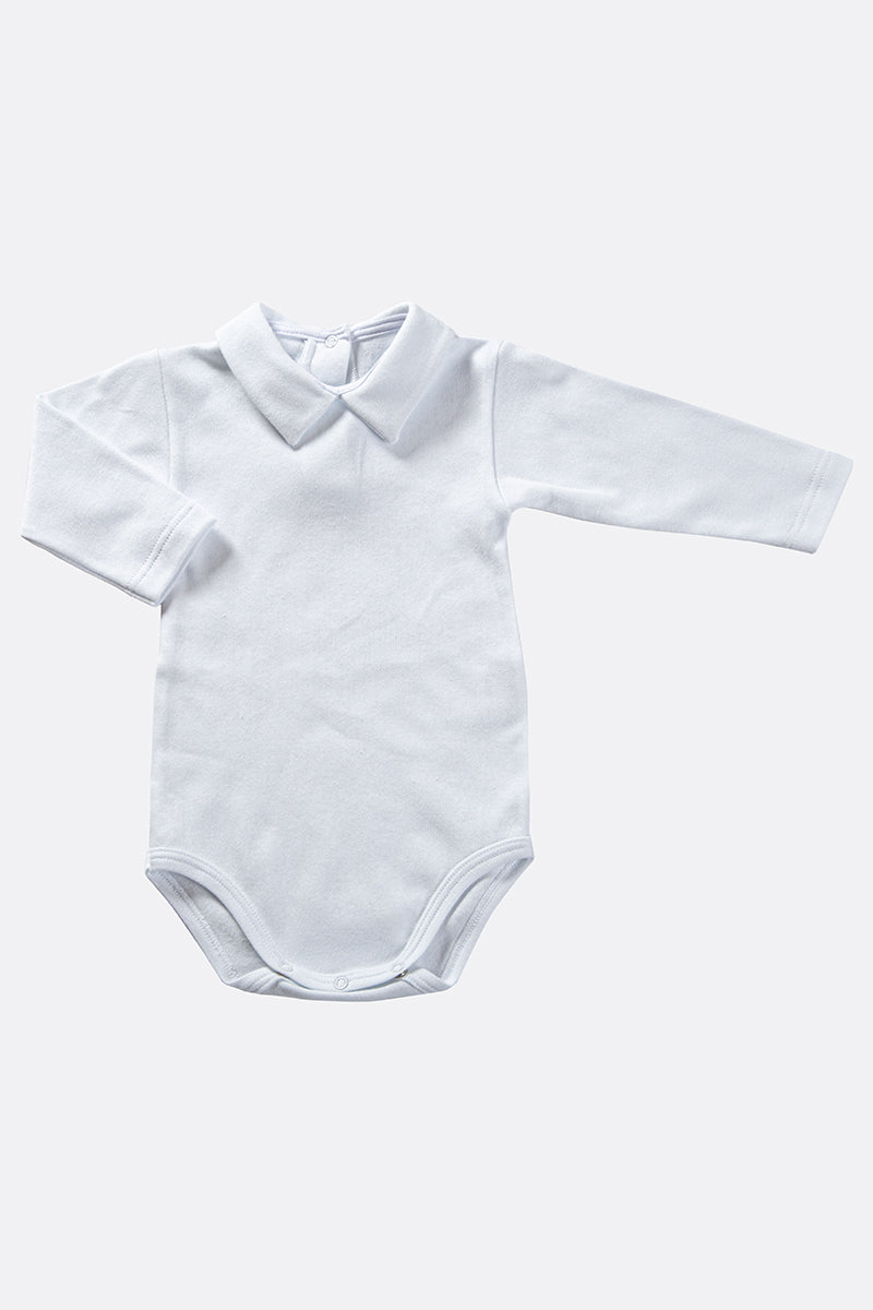 Body neonato/a manica lunga con colletto a punta in cotone caldo