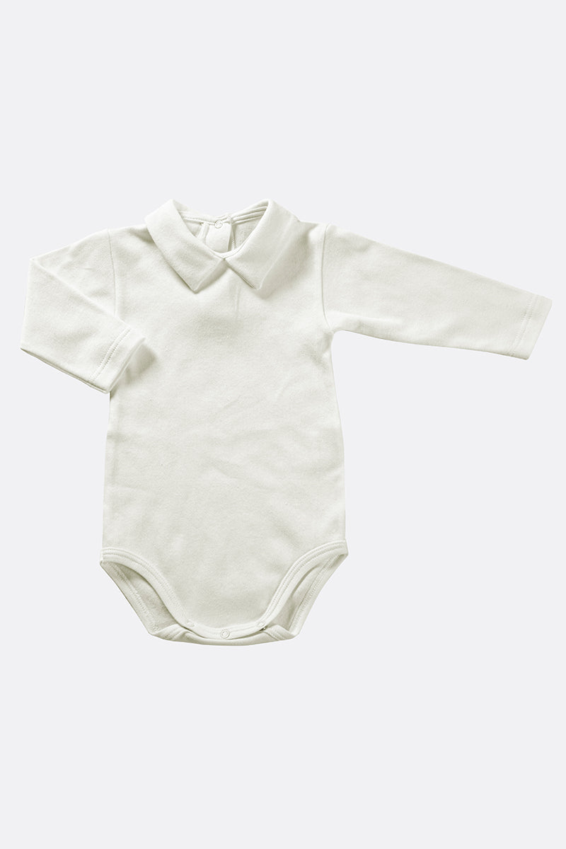 Body neonato/a manica lunga con colletto a punta in cotone caldo