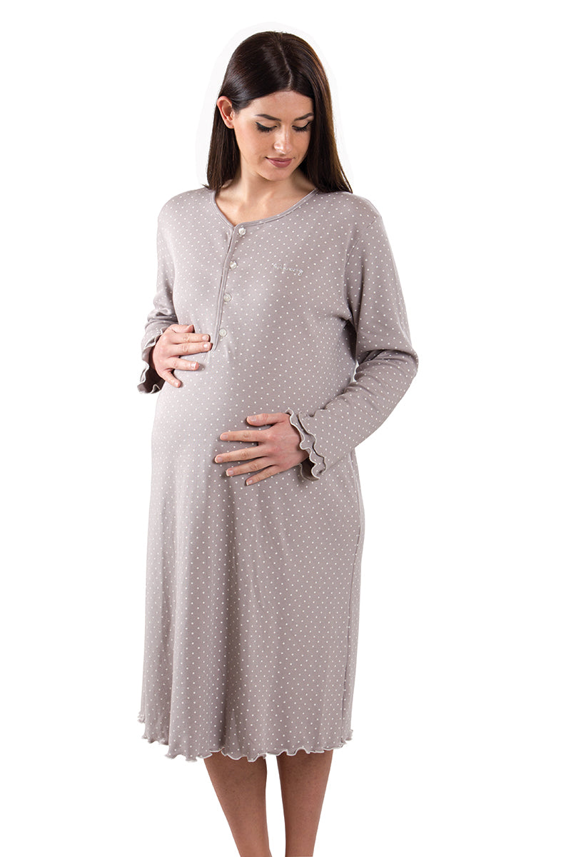 Camicia da notte premaman modello serafino manica lunga