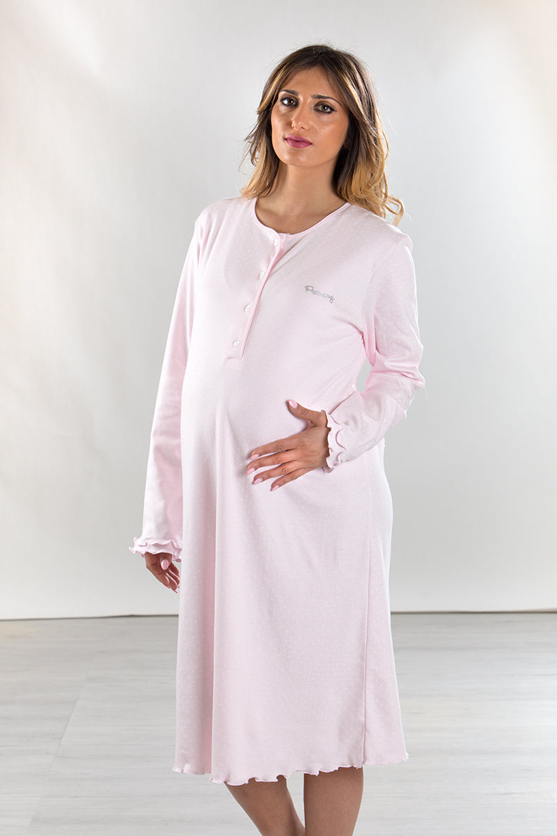Camicia da notte premaman modello serafino manica lunga