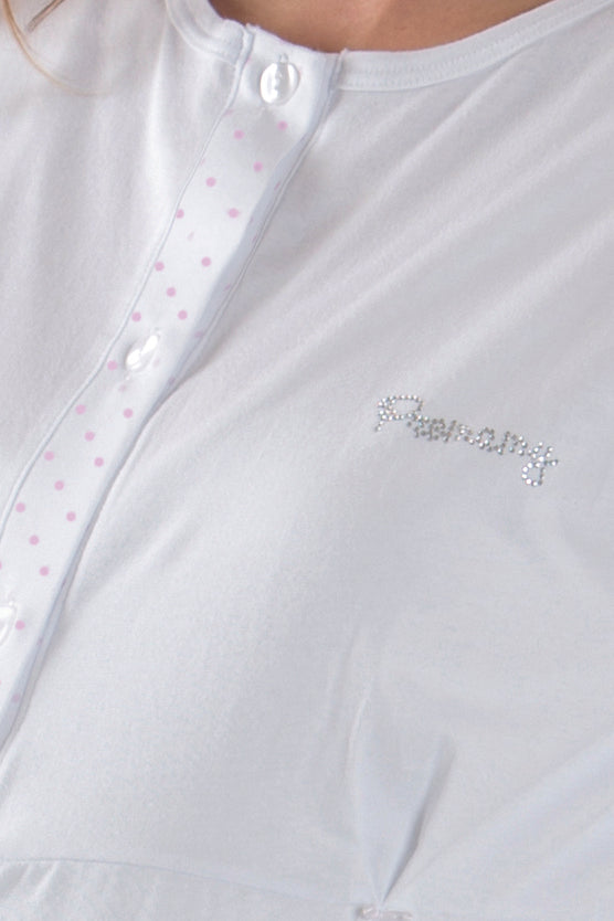 Camicia da notte clinica aperta davanti mezza manica