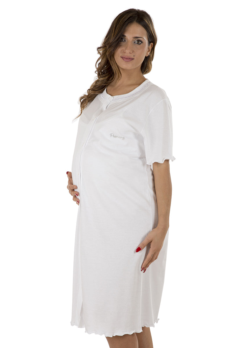 Camicia da notte clinica aperta davanti mezza manica