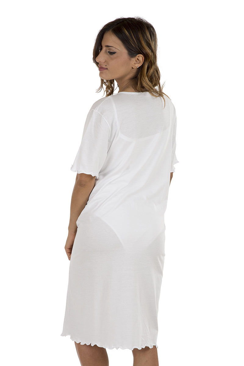 Camicia da notte clinica aperta davanti mezza manica