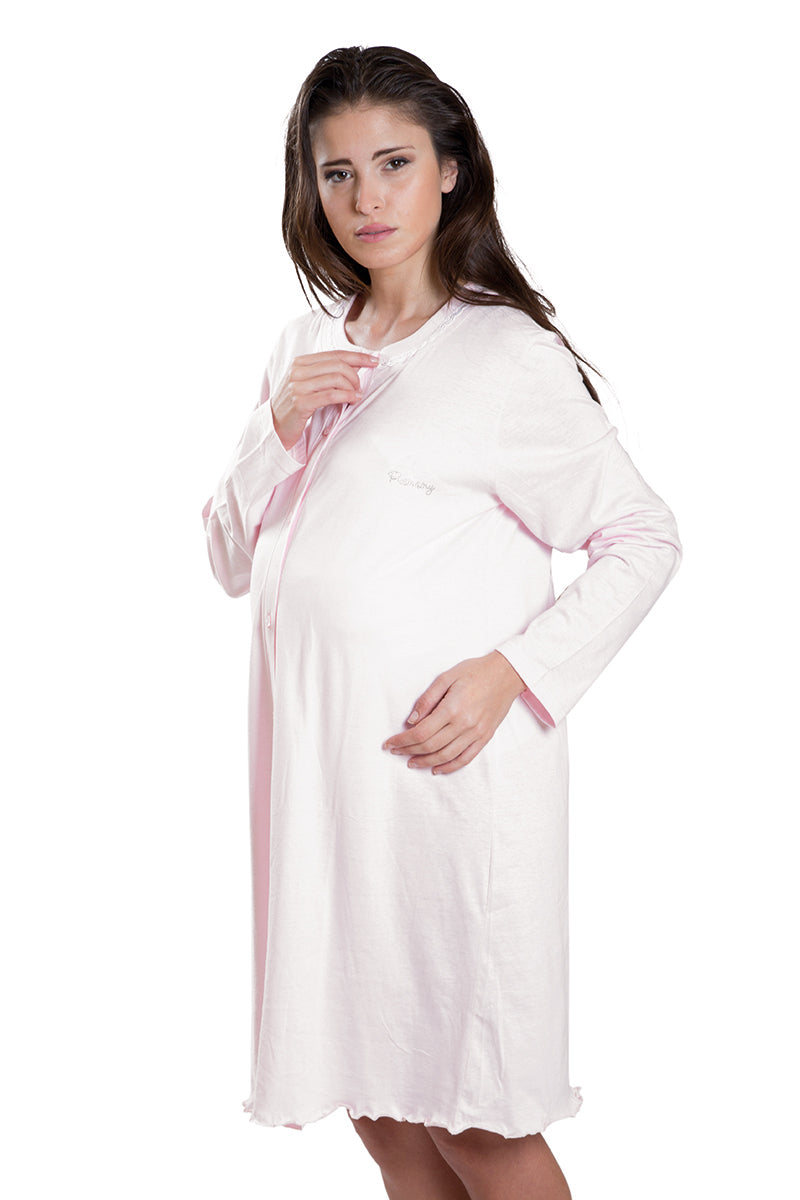 Camicia da notte clinica aperta davanti manica lunga