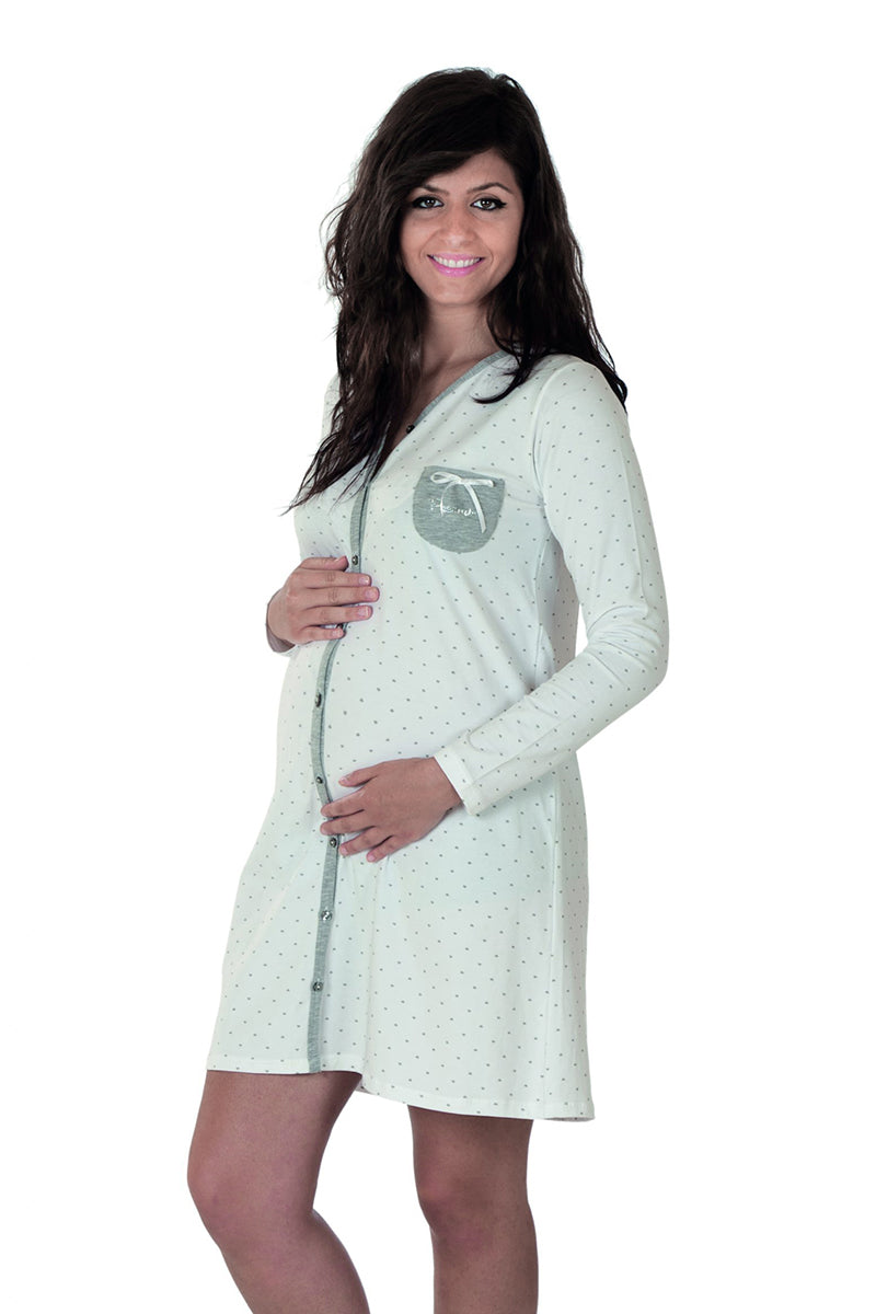Camicia da notte clinica aperta davanti manica lunga
