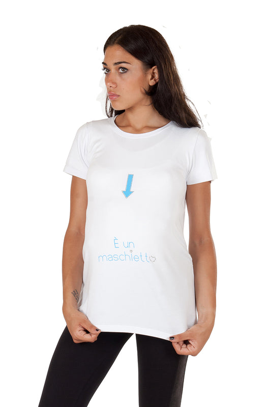 Maxi T-Shirt mezza manica con stampa e strass