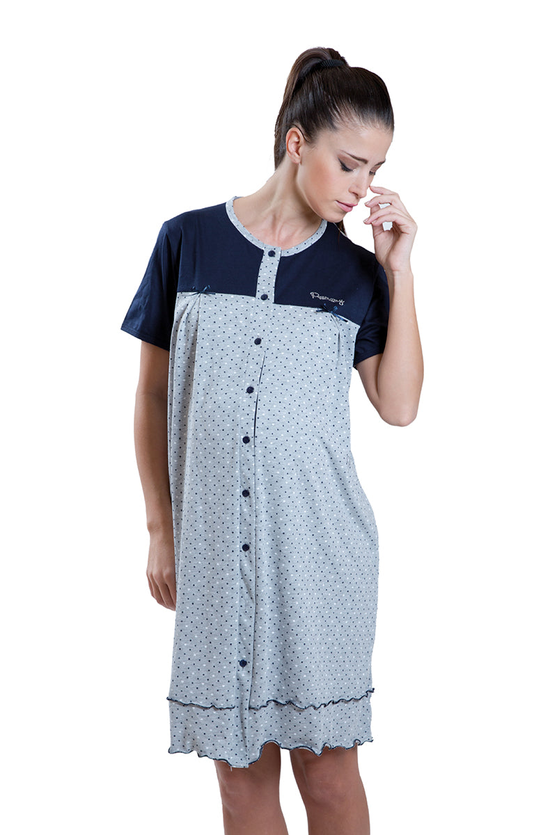 Camicia da notte clinica aperta davanti mezza manica