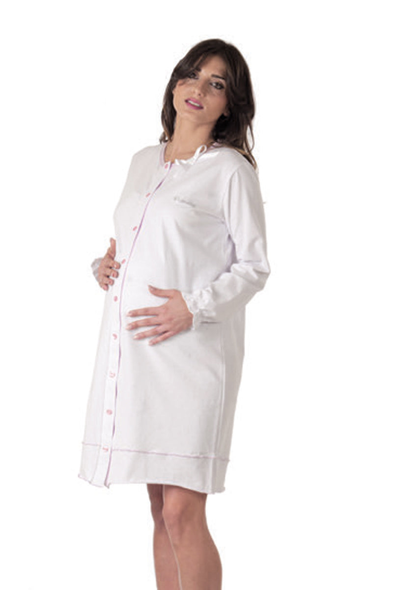 Camicia da notte clinica aperta davanti manica lunga