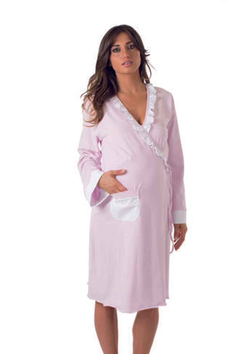 Vestaglia da notte manica lunga in cotone bielastico