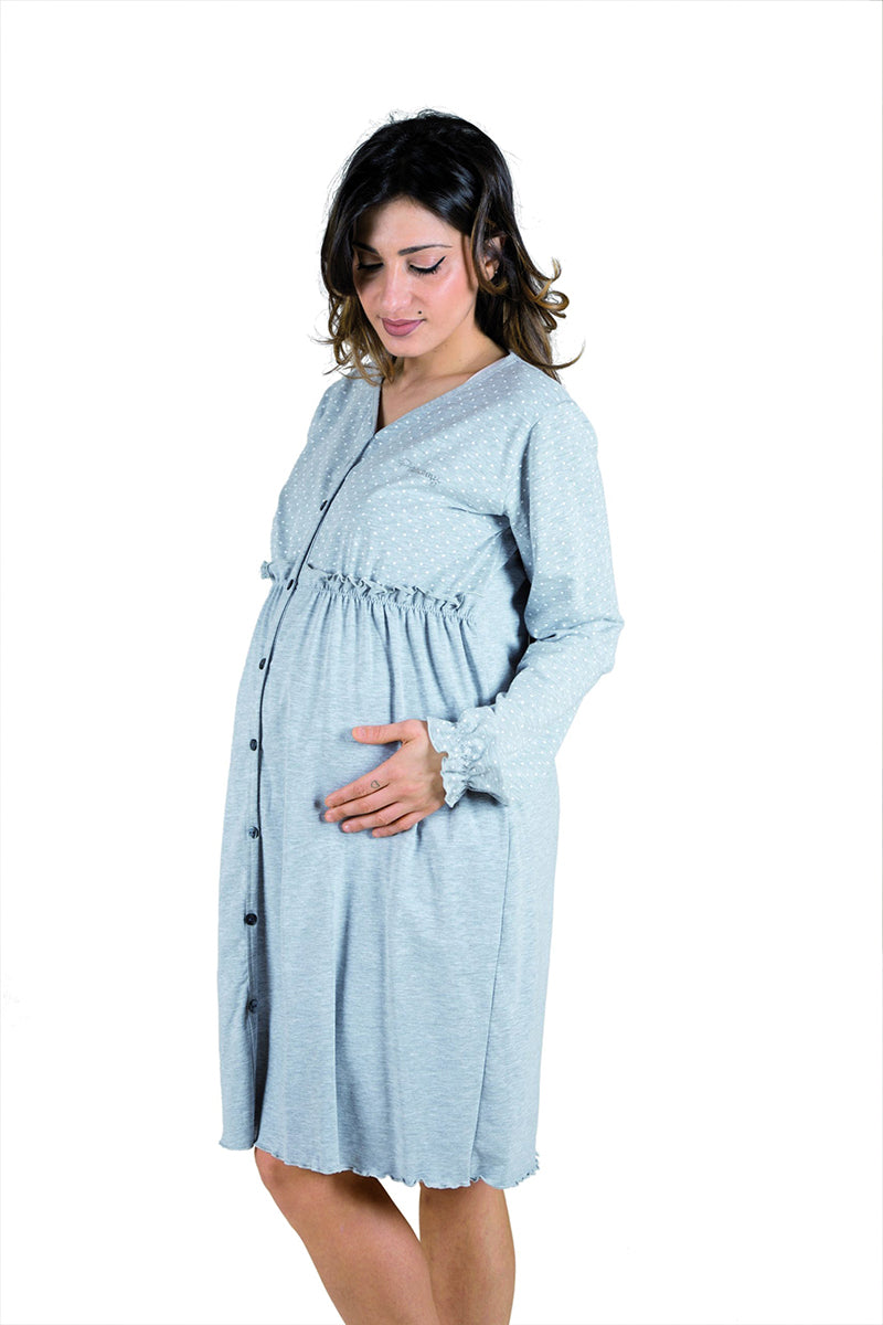 Camicia da notte clinica aperta davanti manica lunga