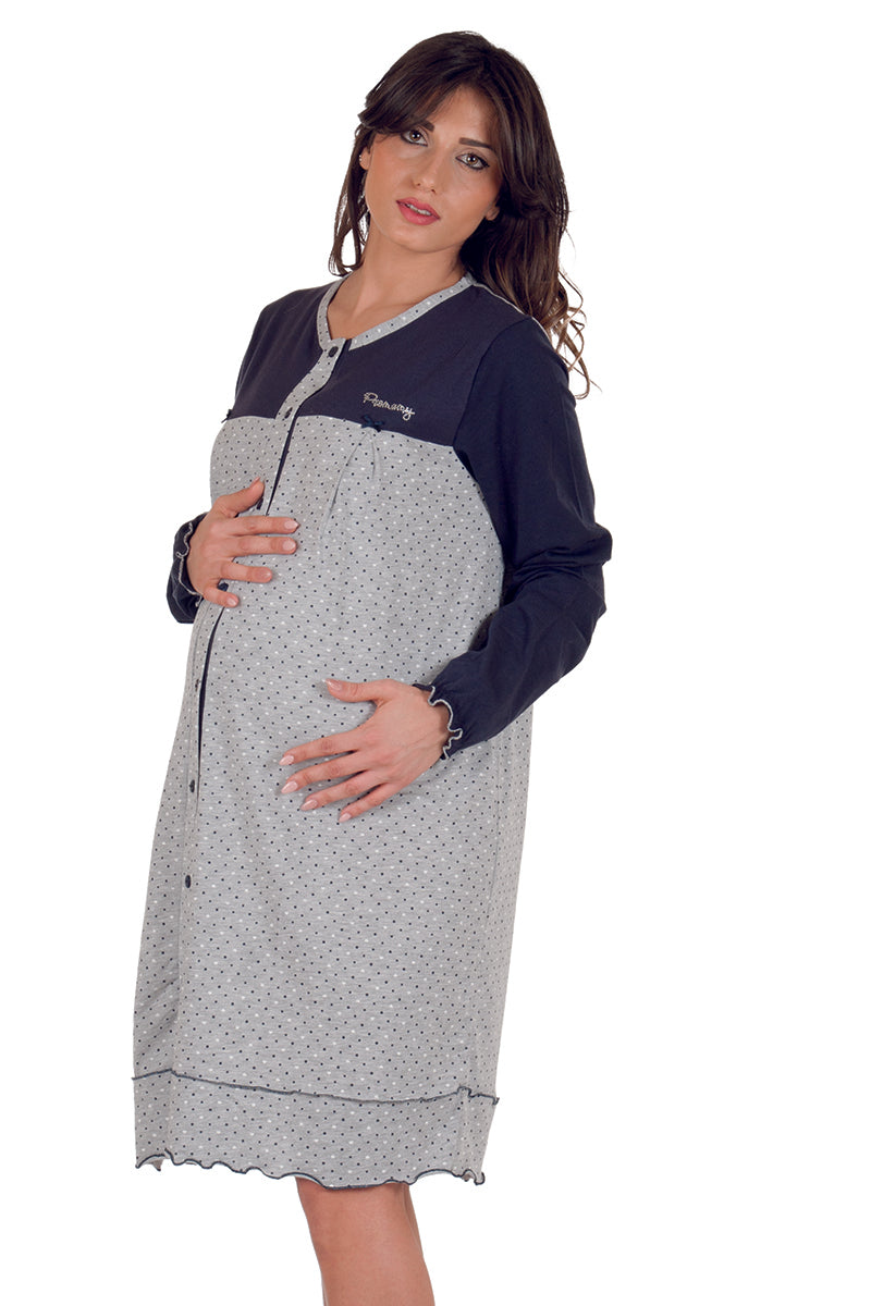 Camicia da notte clinica aperta davanti manica lunga