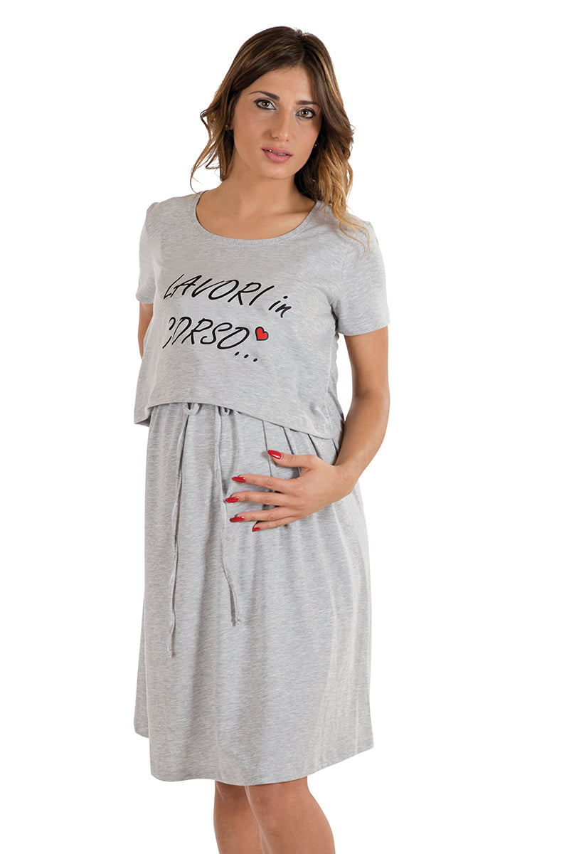 Camicia da notte per gravidanza e allattamento mezza manica