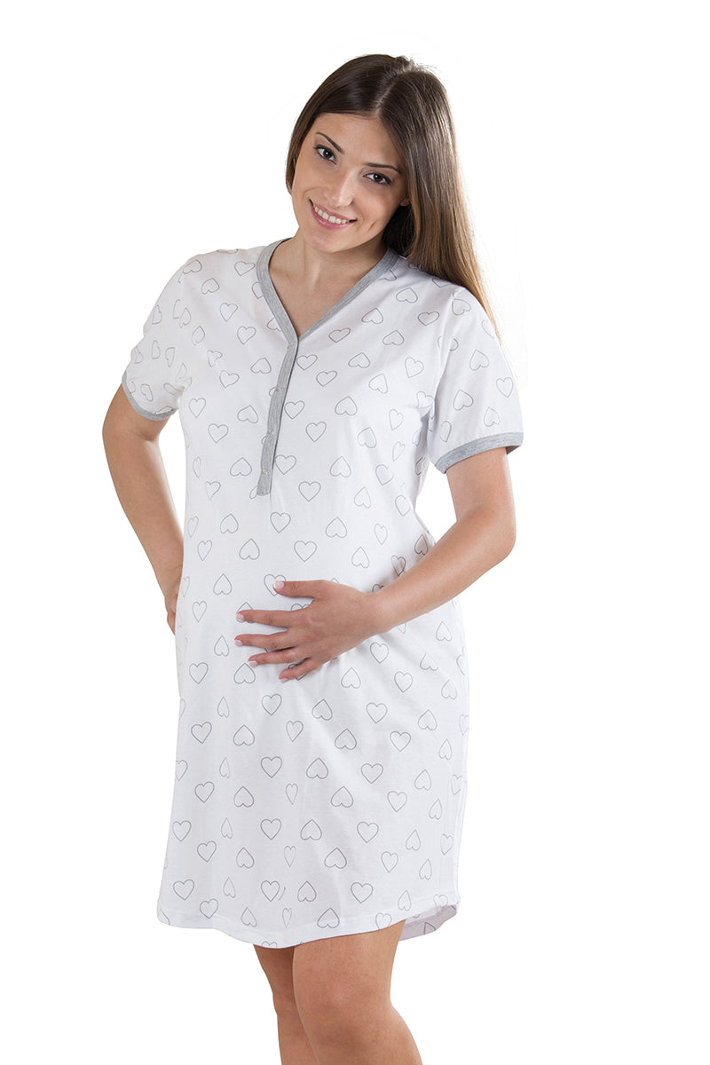 Camicia da notte per gravidanza e allattamento mezza manica