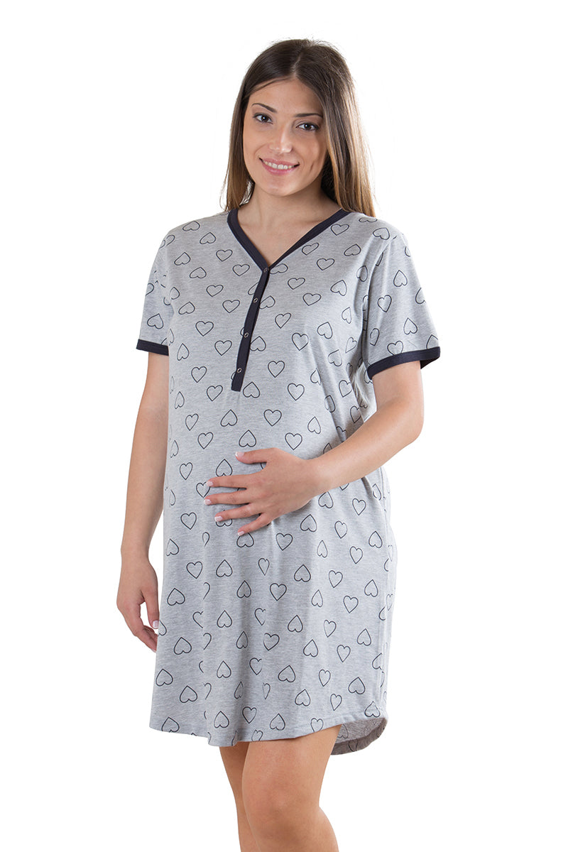 Camicia da notte per gravidanza e allattamento mezza manica