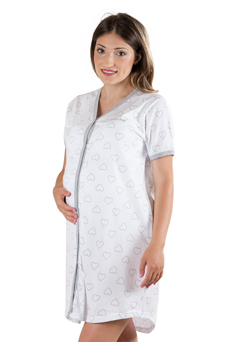 Camicia da notte clinica aperta davanti mezza manica
