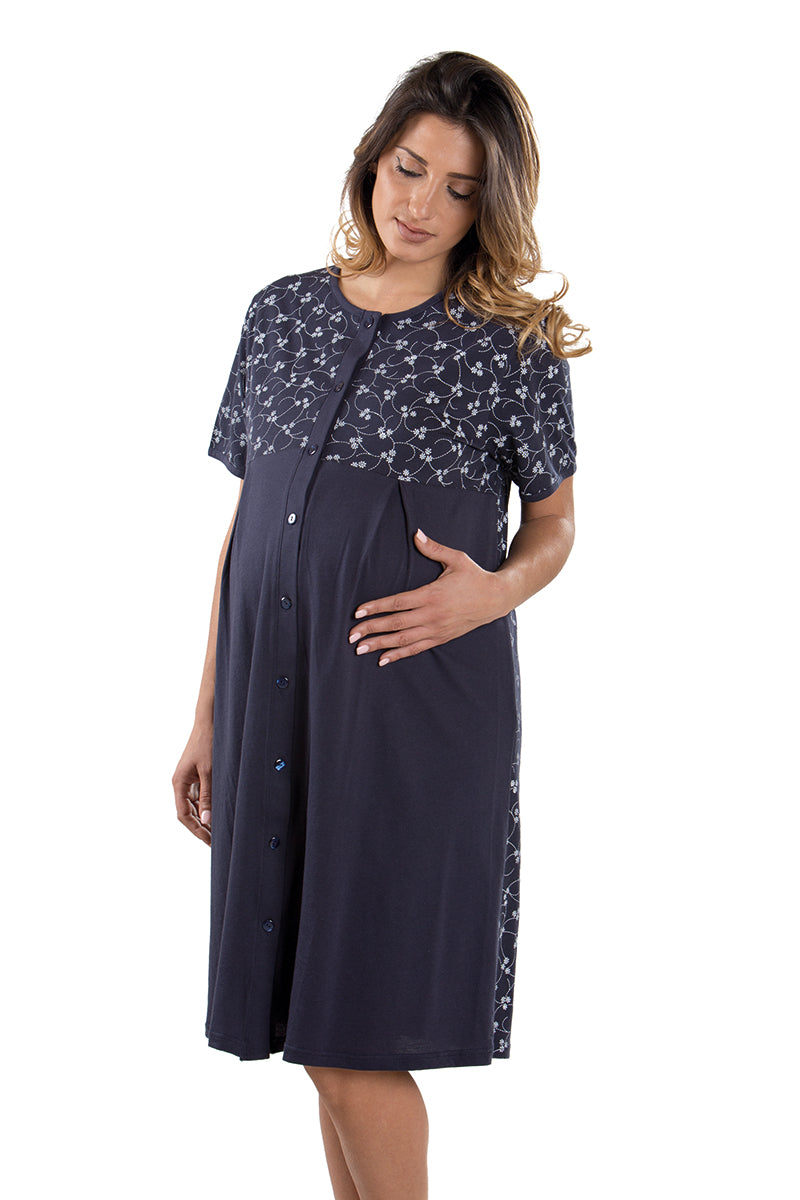 Camicia clinica aperta davanti mezza manica a fantasia
