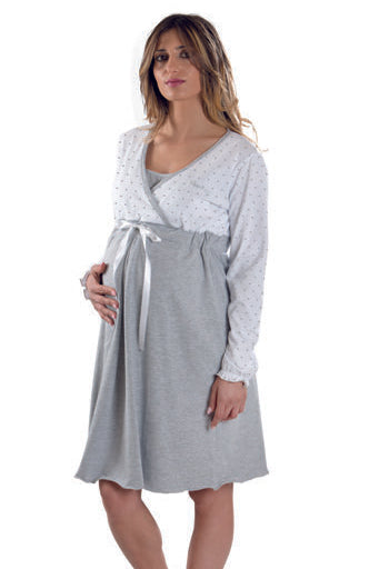 Camicia da notte per gravidanza e allattamento manica lunga