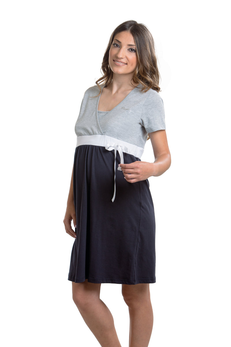 Camicia da notte per gravidanza e allattamento mezza manica
