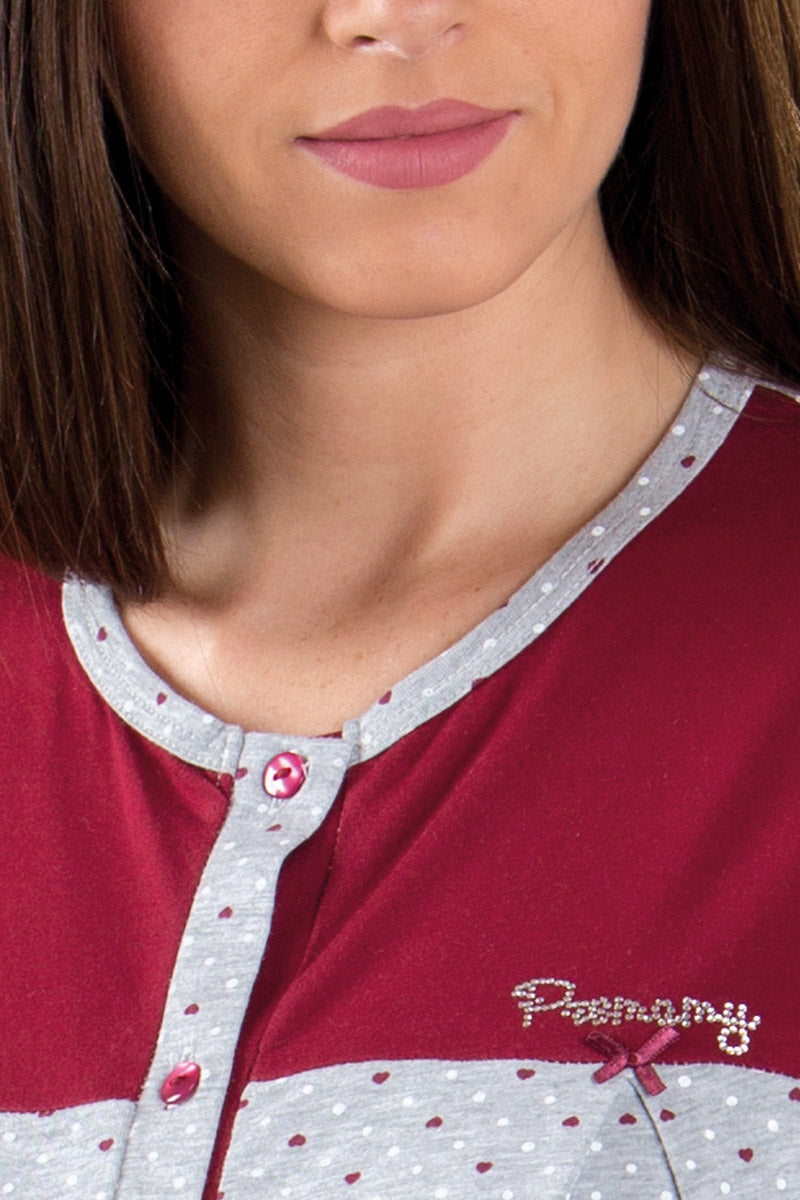 Camicia da notte clinica aperta davanti mezza manica